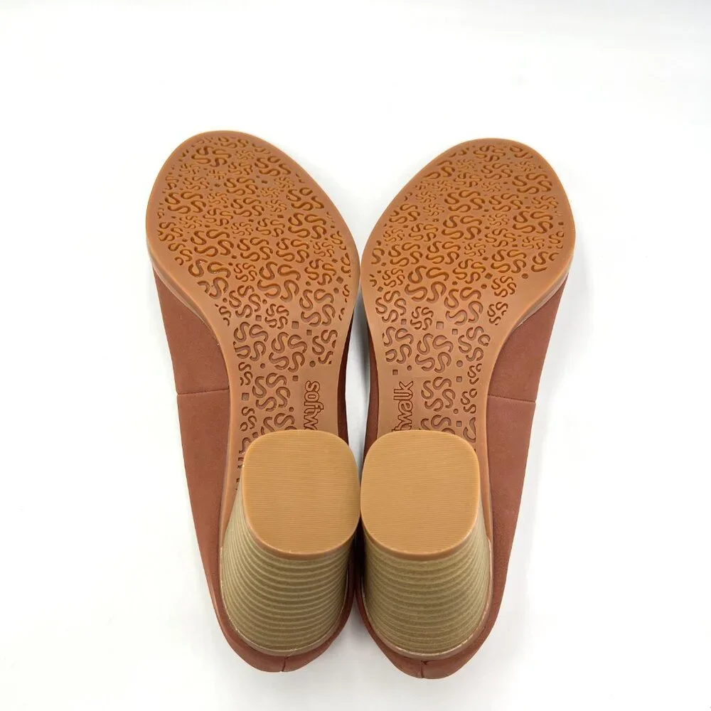 9N 9 NARROW WIDTH Softwalk Womens Sienna Brown Leather Heels‎ Pumps Shoes